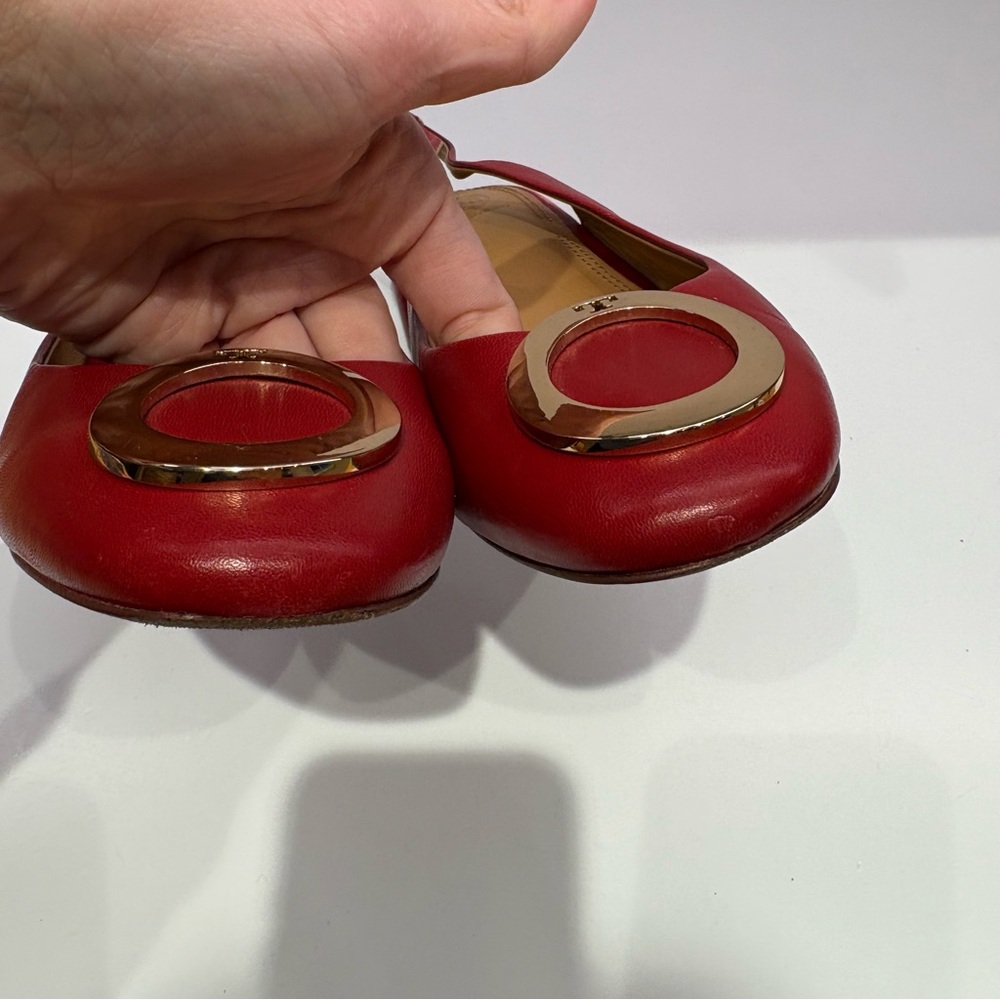 Tory Burch || Caterina Slingback Pumps Red Gold 8.5 - Picture 6 of 9